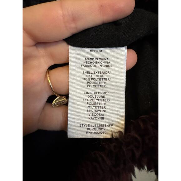 Buffalo Plaid Sherpa Half Zip Pullover Jacket – Burgundy Black – Women’s Medium - Picture 9 of 9